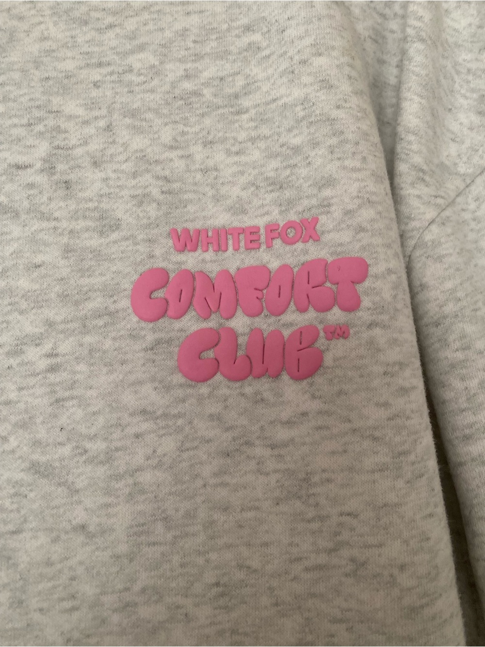White Fox Boutique Comfort Club Hoodie - Light Gray with Pink Logo - Picture 4 of 5
